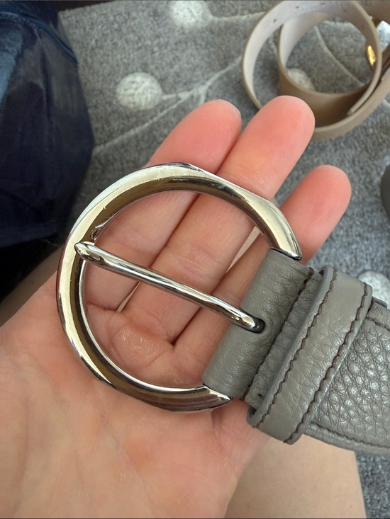 Prada Gray Leather Belt with Silver O-Ring Buckle main image 6